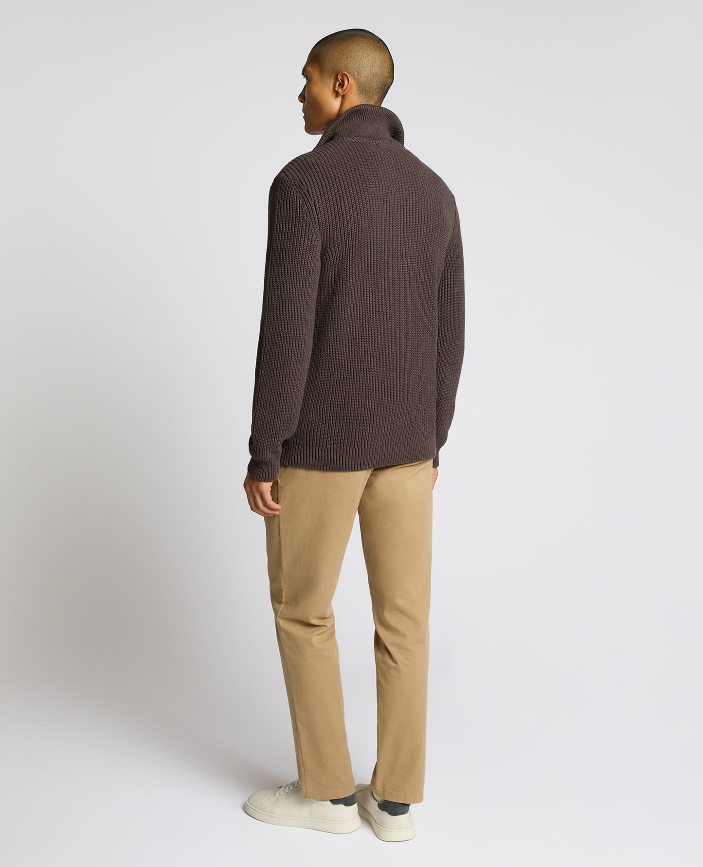 Cotton Funnel Neck Knit Sweater