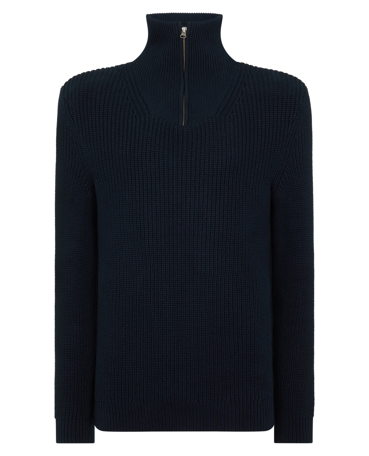 Cotton Funnel Neck Knit Sweater