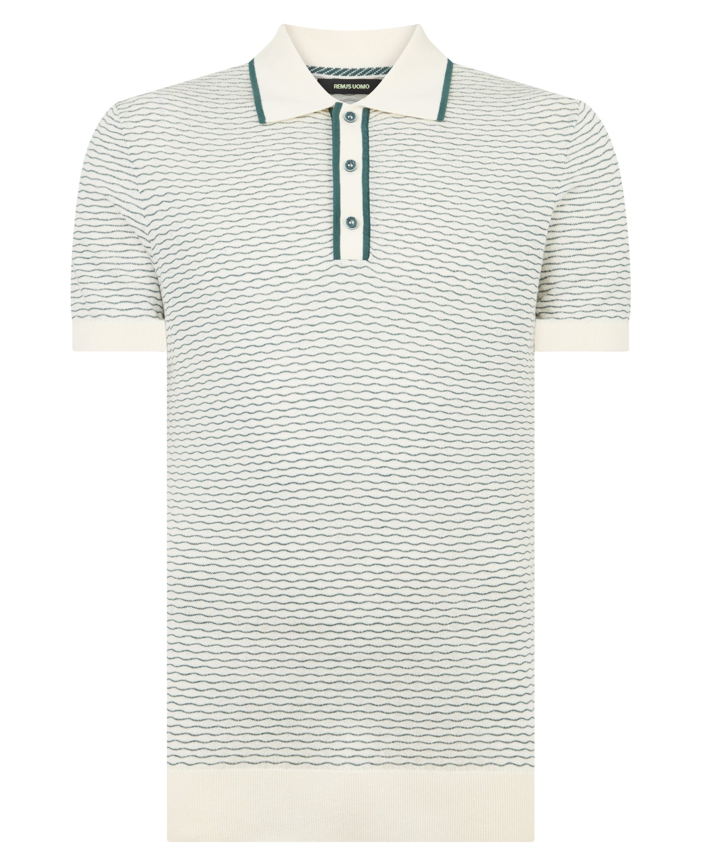 Wave Print Knit Polo