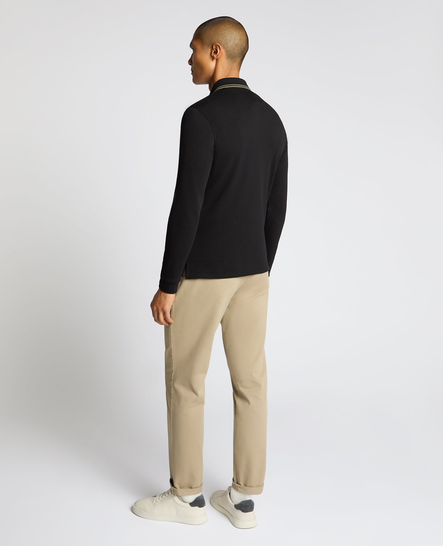 Contrast Collar Cotton-Stretch Polo