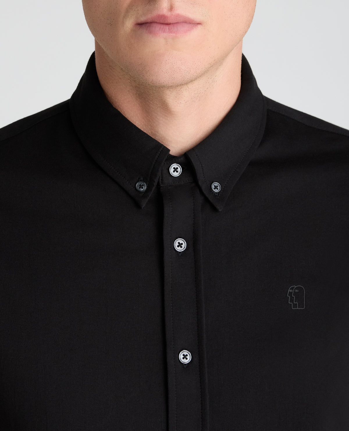 Black Branded Stretch Cotton Shirt