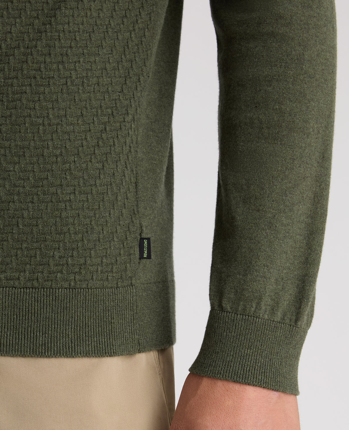 Dark Green Textured Knitted Polo