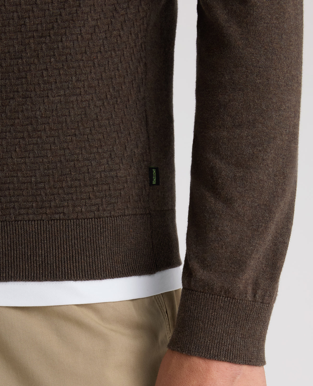 Brown Textured Knitted Polo
