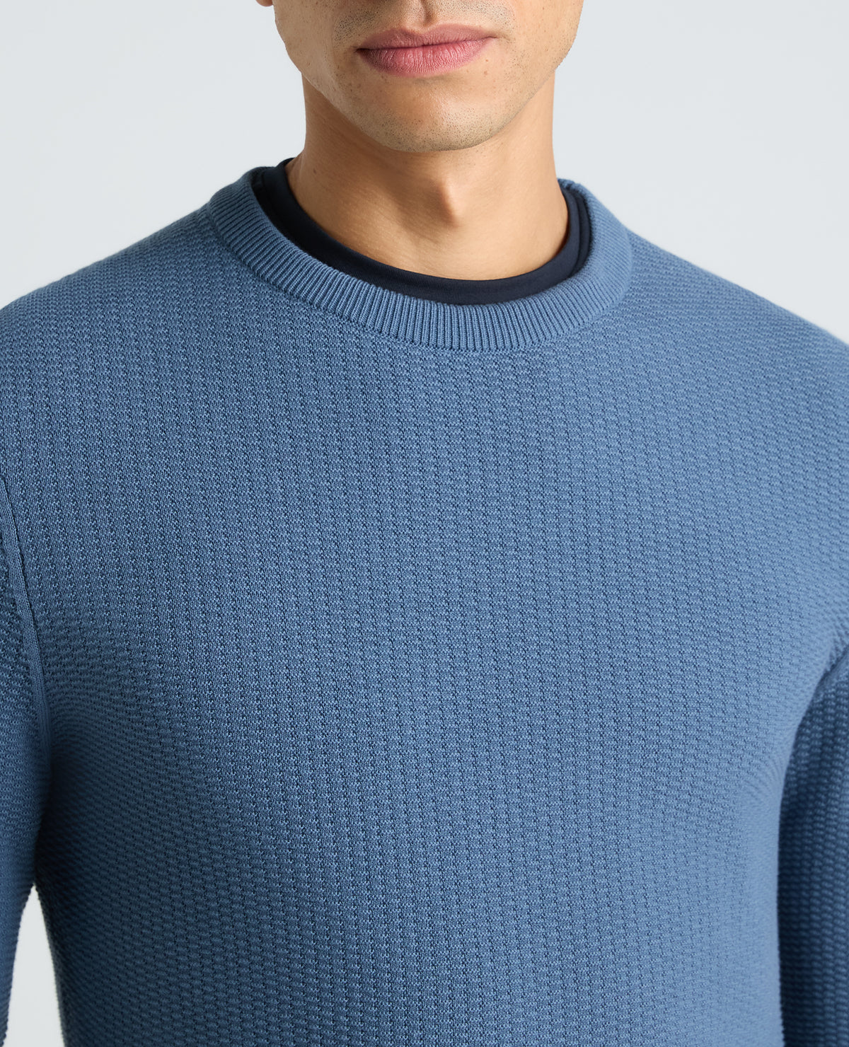 Blue Micro Texture Cotton Jumper
