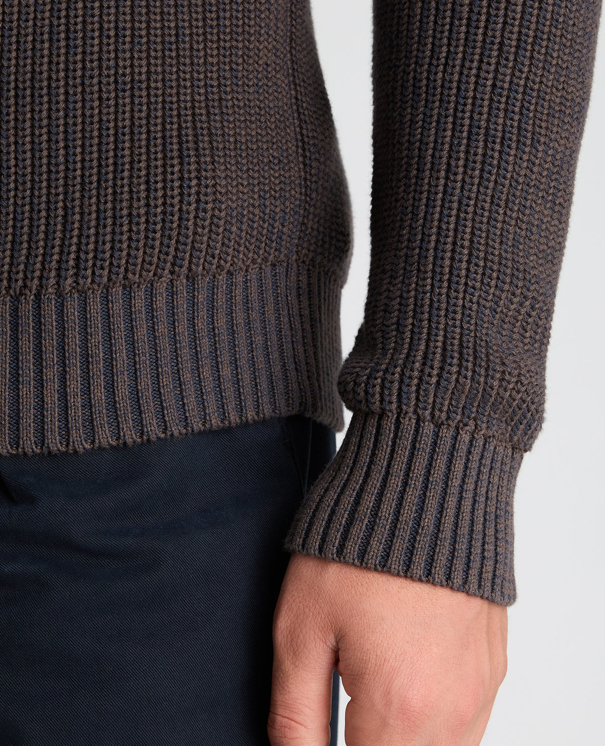 Dark Brown Two Tone Cotton Jumper