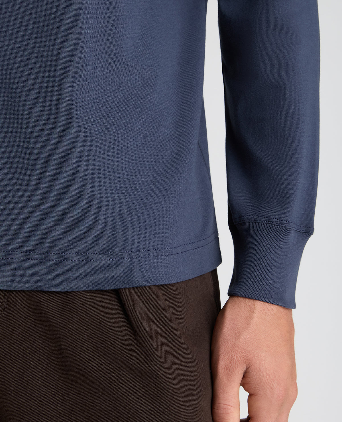 Navy Long Sleeve Cotton T-Shirt