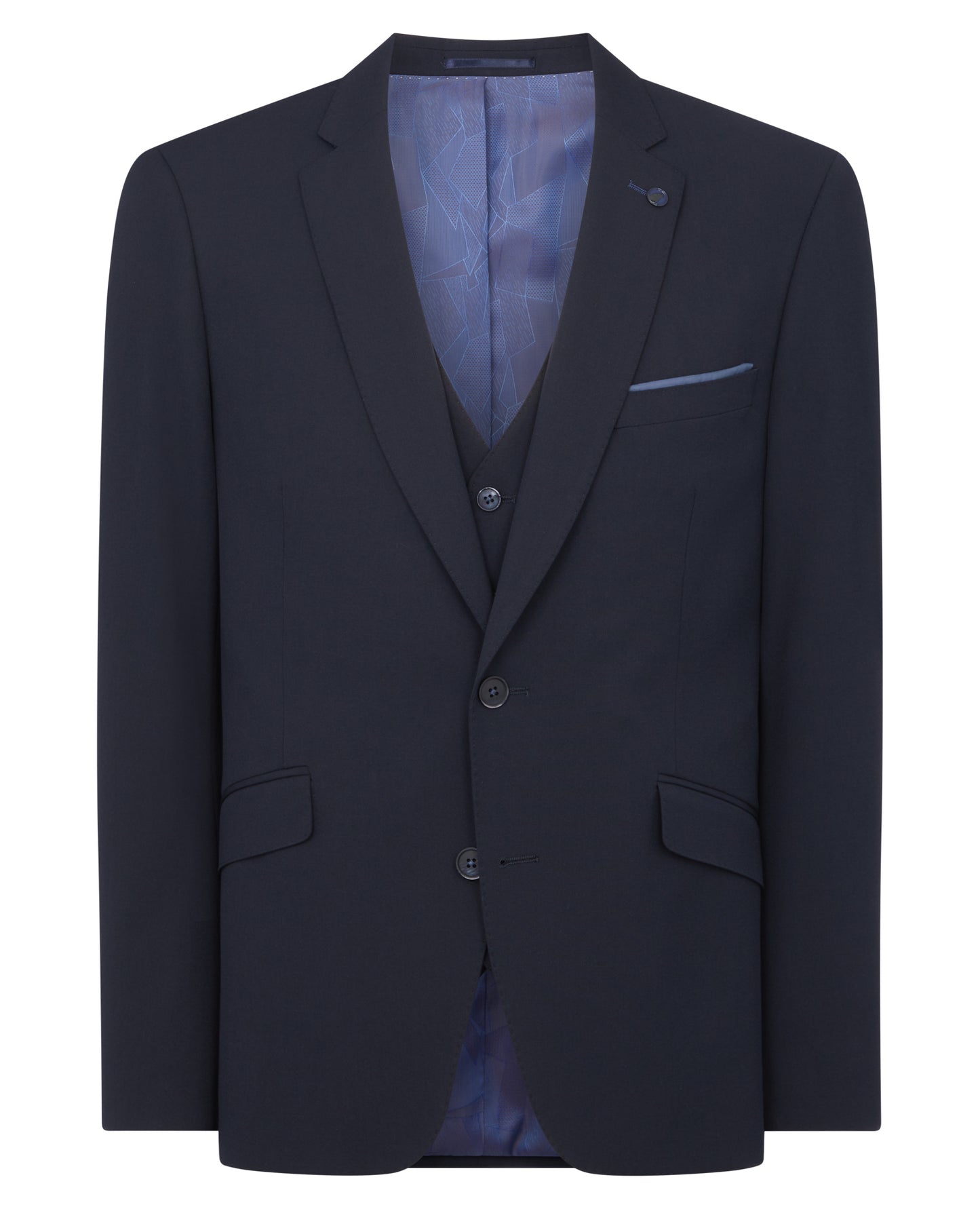 Man wearing a navy Tapered Fit Stretch Mix And Match Suit