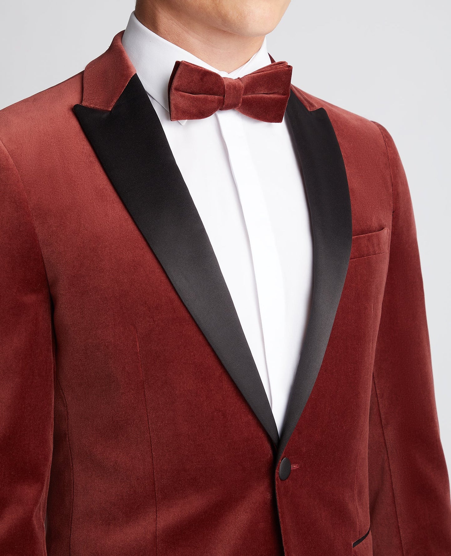 Man wearing a red Slim Fit Velvet Jacket