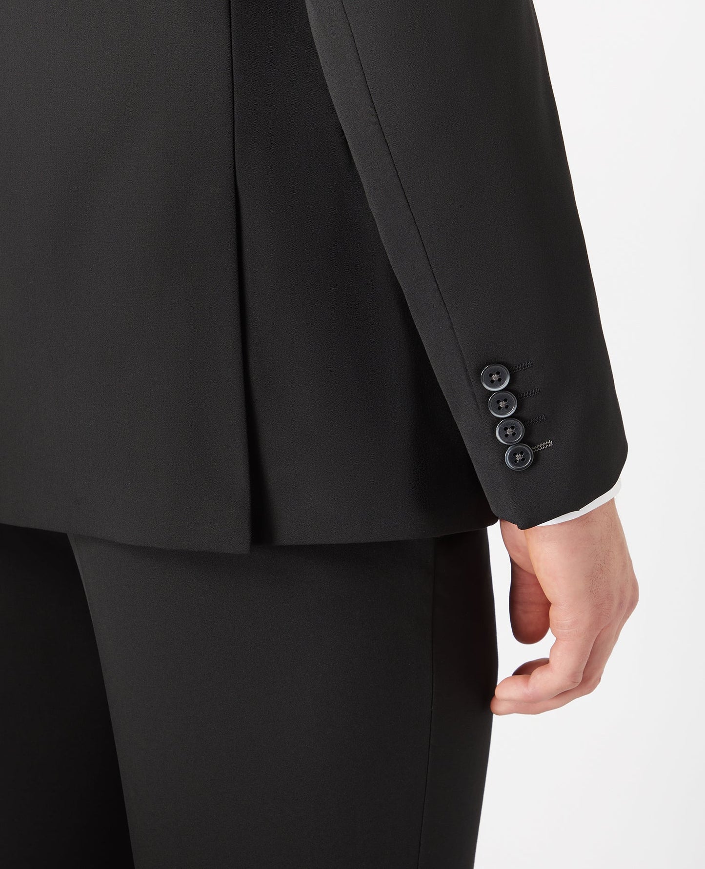 Man wearing a black Slim Fit Stretch Mix and Match Suit