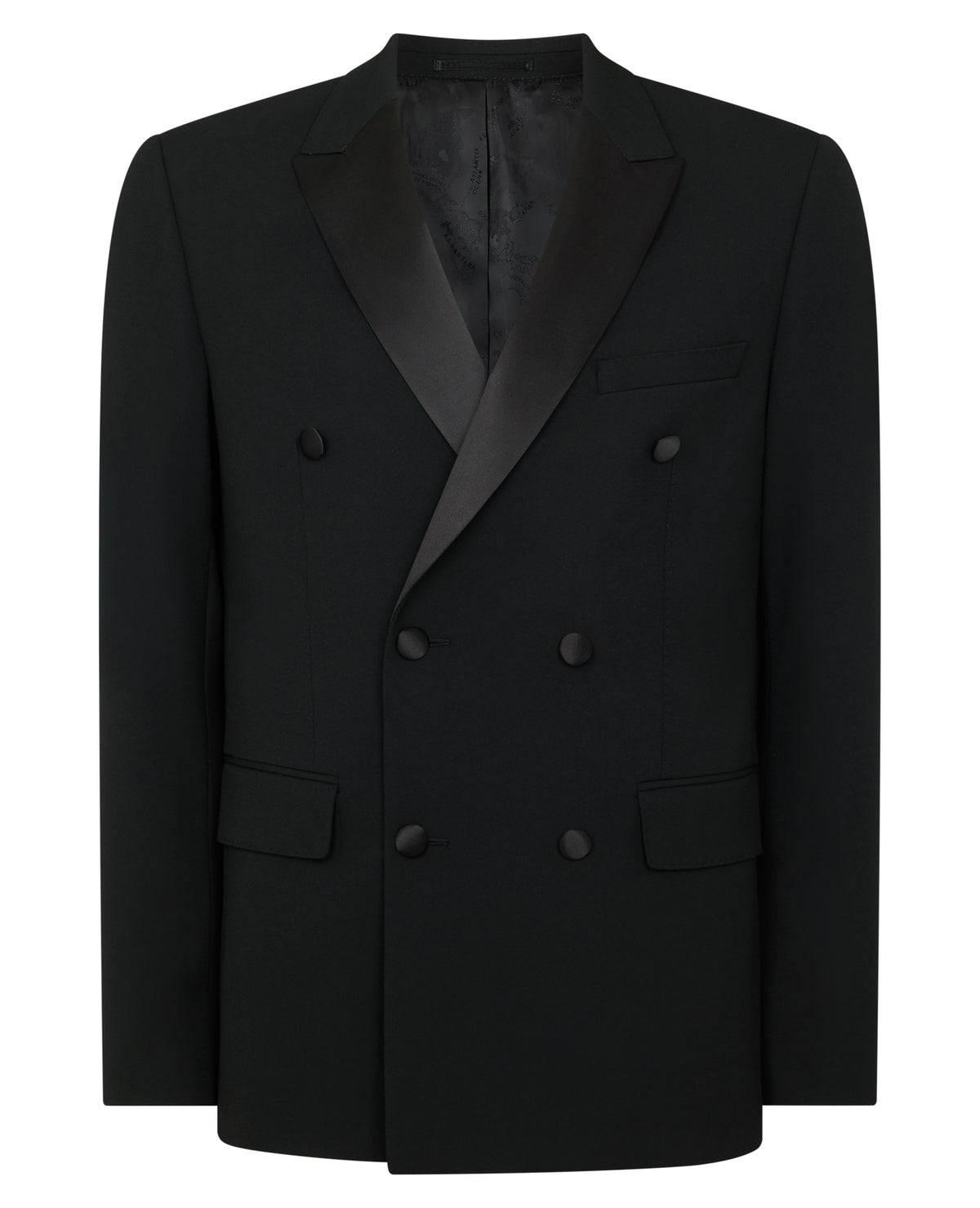 Man wearing a black Slim Fit Double-Breasted Dinner Jacket