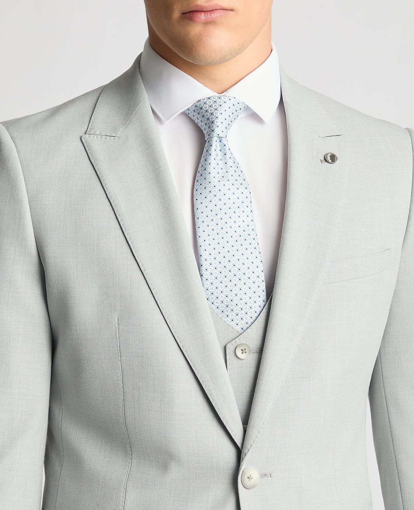 Man wearing a grey Slim Fit Stretch Suit