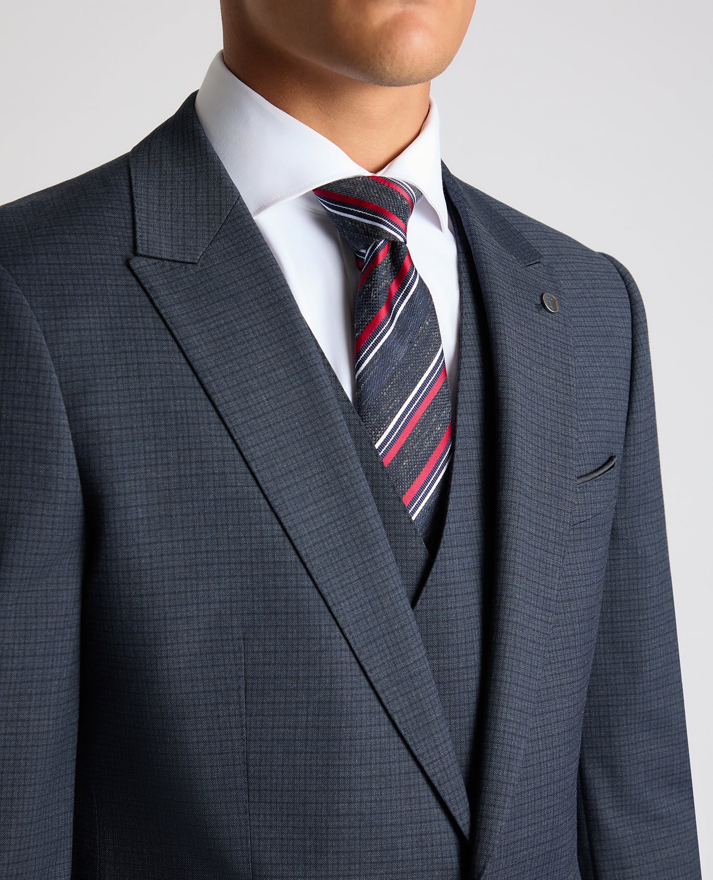 Man wearing a blue Slim Fit Checked Stretch Suit
