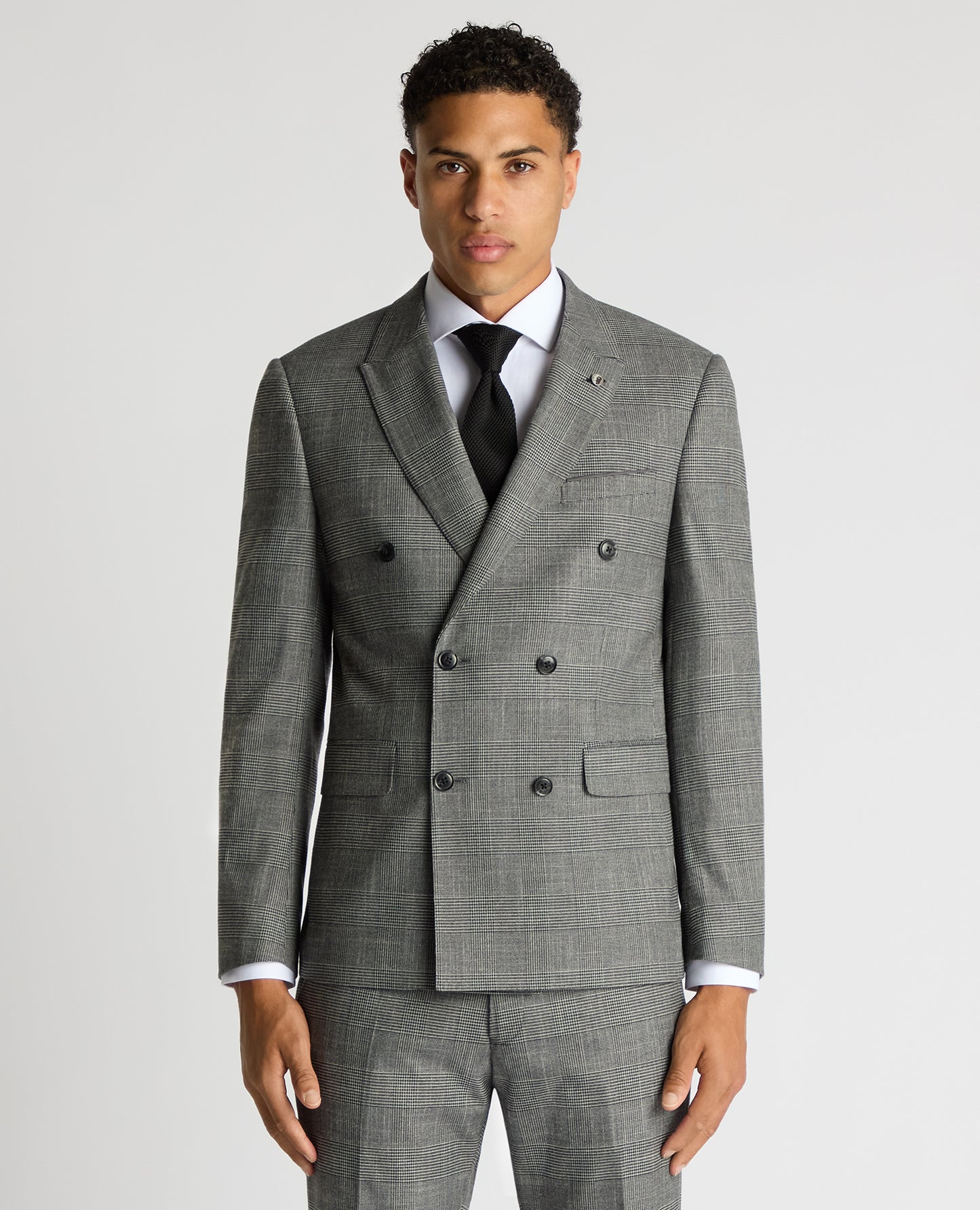 Man wearing a grey Slim Fit Double Breasted Suit
