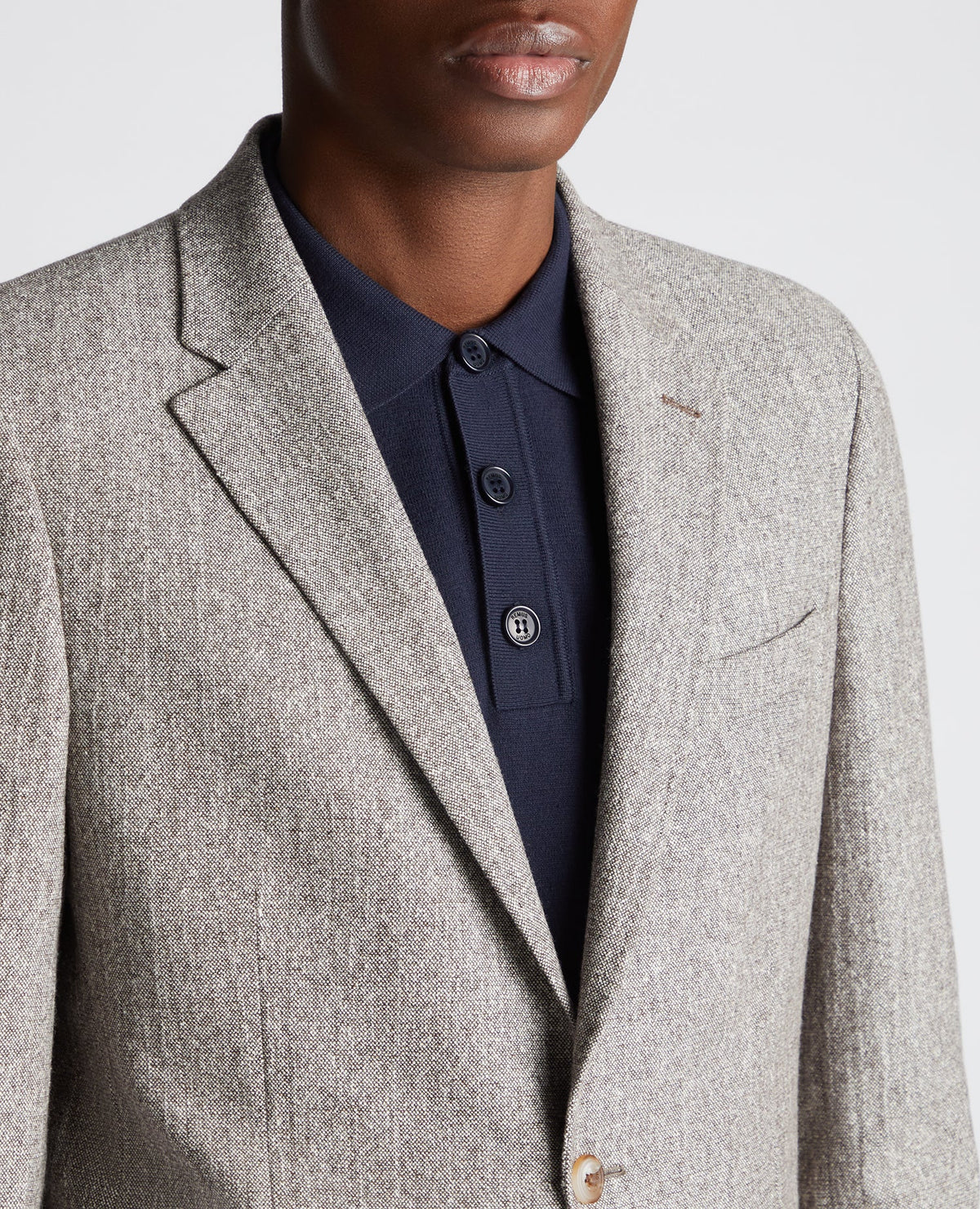 Man wearing a sand Slim Fit Wool Blend Jacket