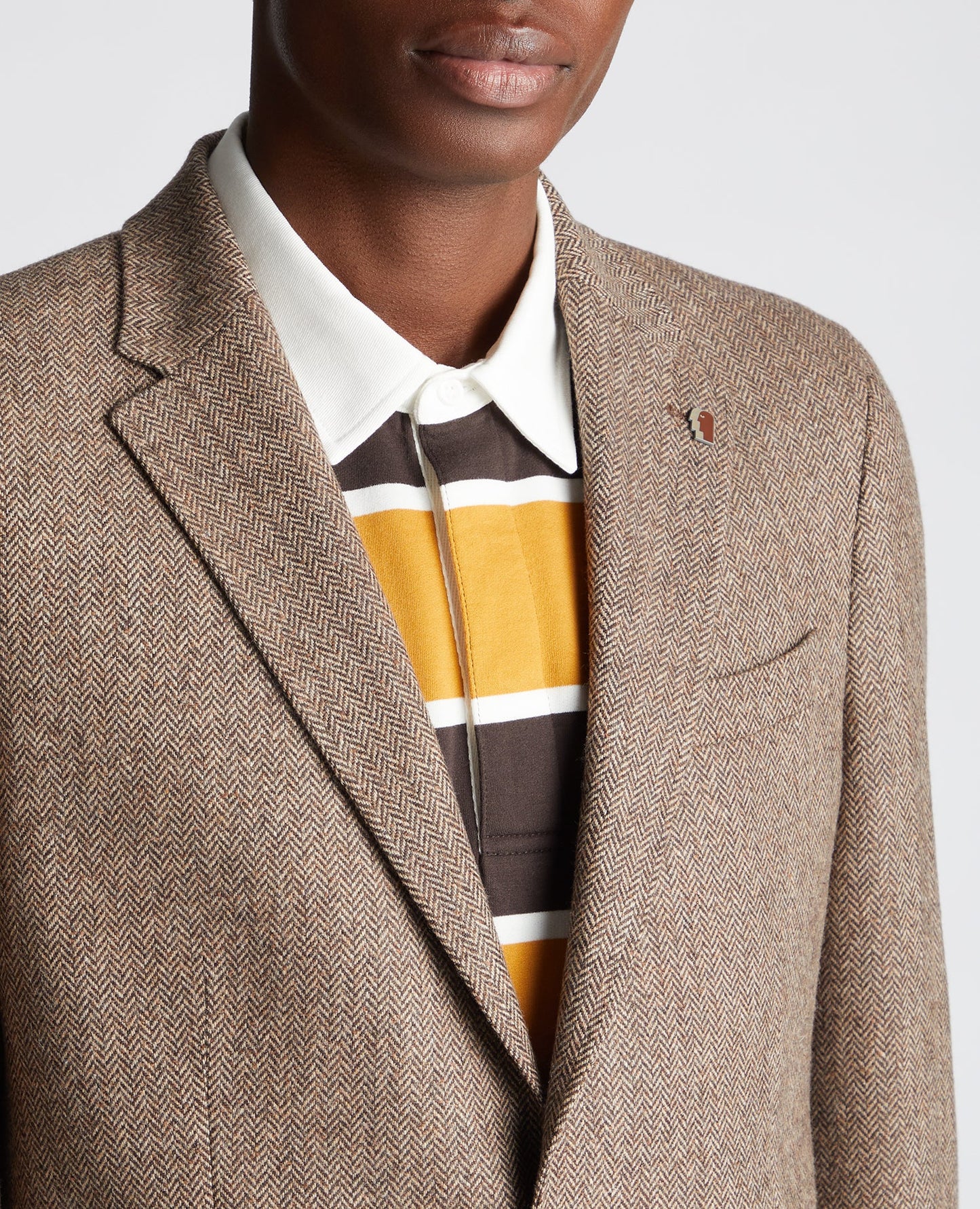 Man wearing a orange Slim Fit Wool Blend Jacket