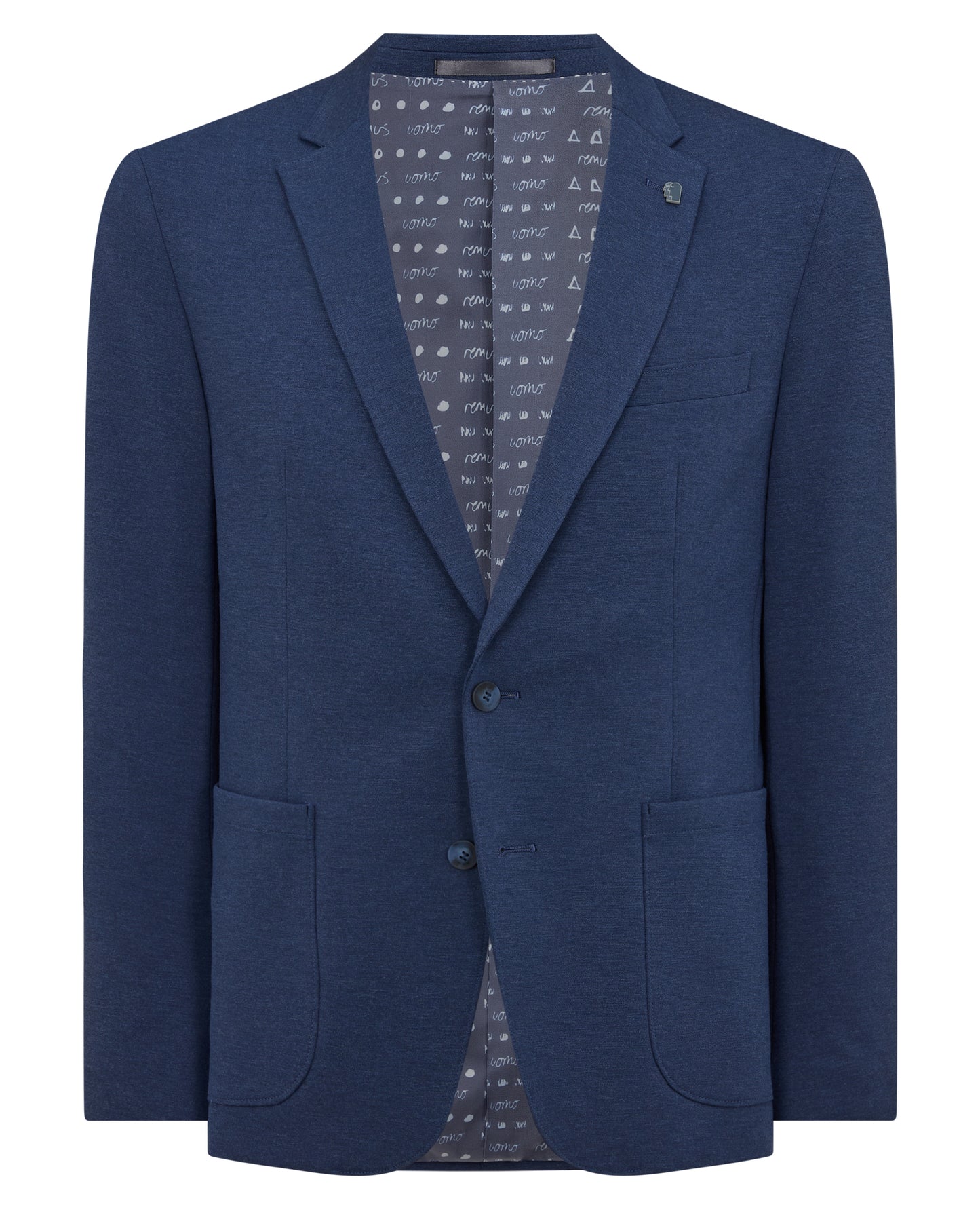 Man wearing a blue Slim Fit Jersey Stretch Jacket