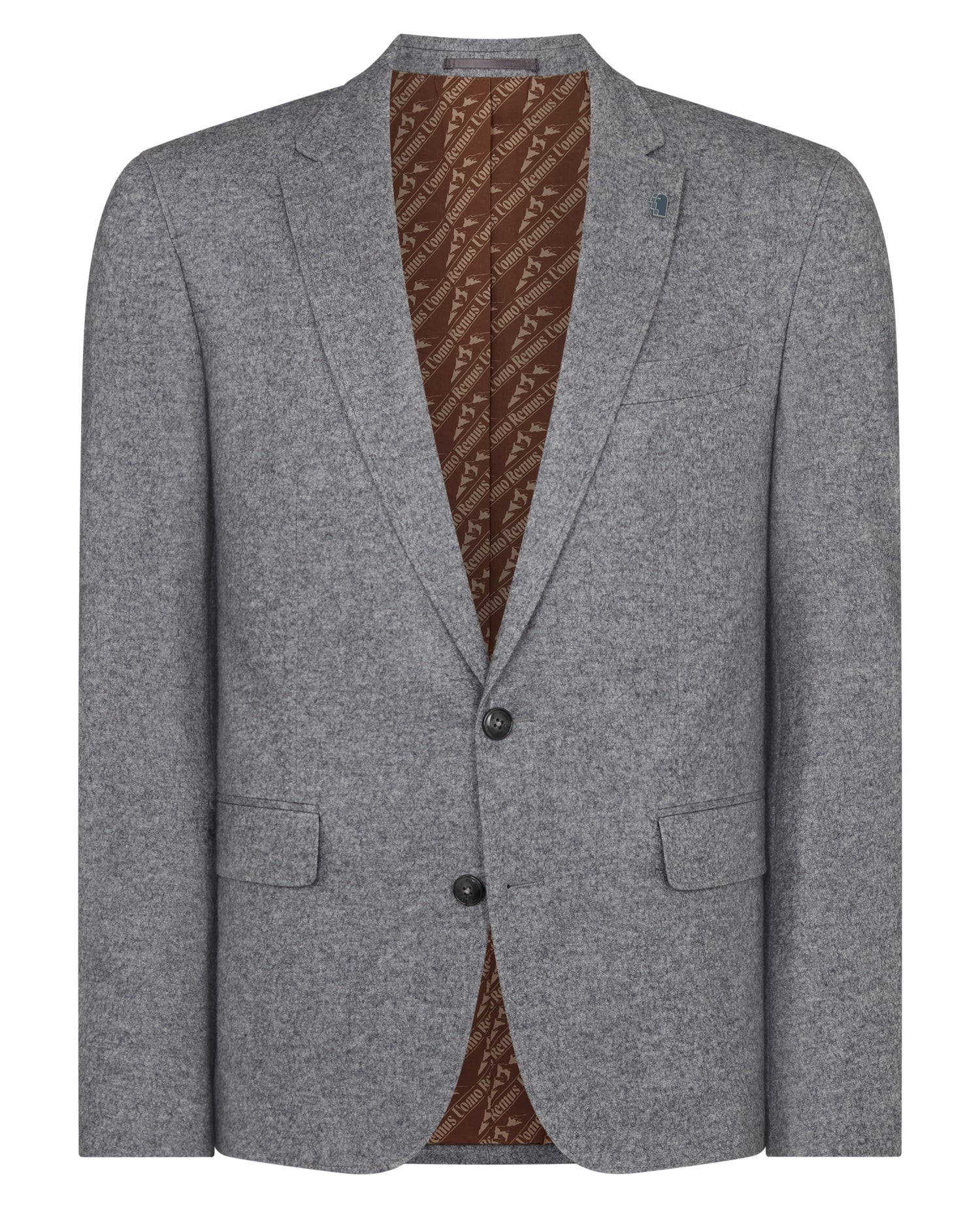 Man wearing a grey Slim Fit Wool Blend Jacket