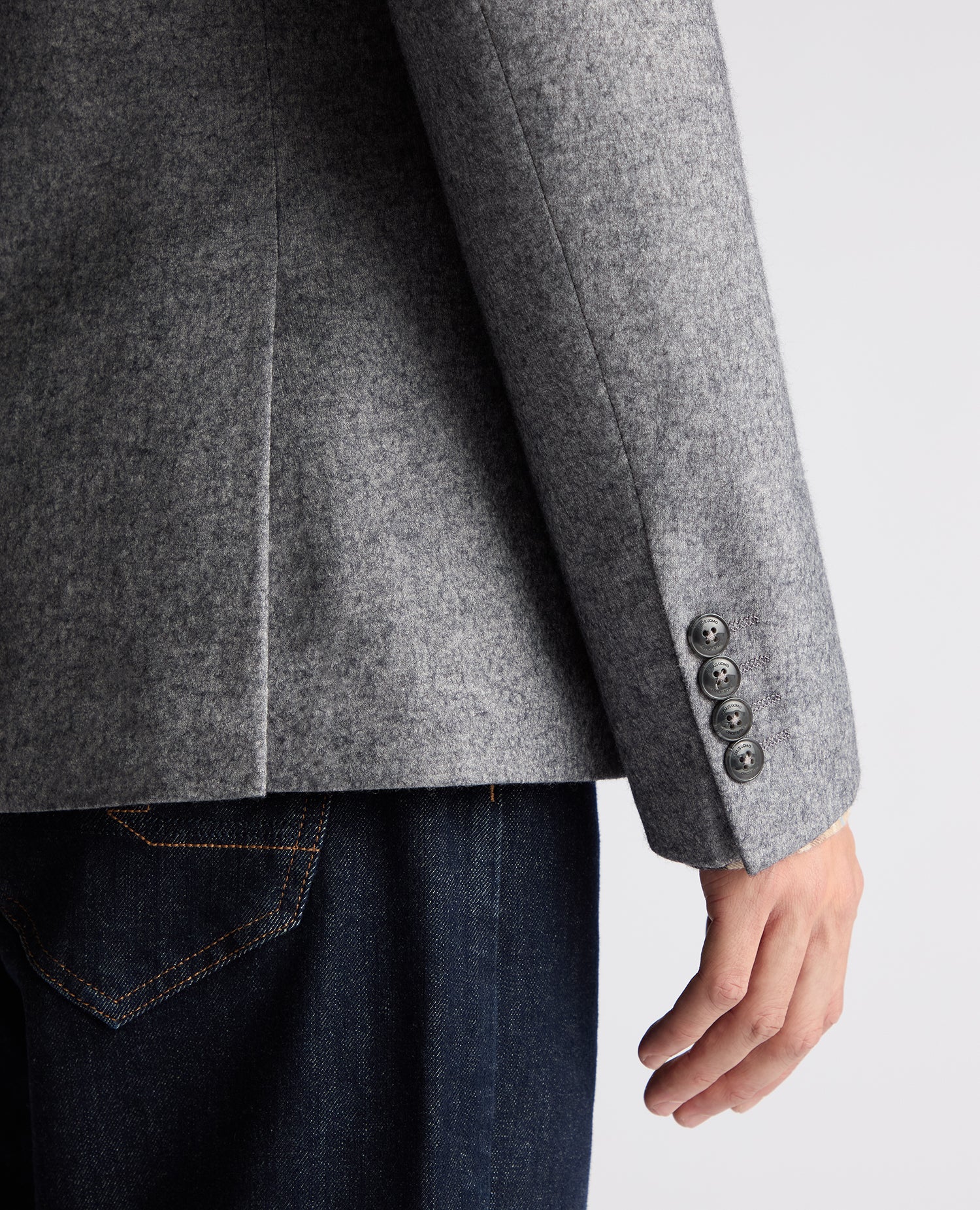 Man wearing a grey Slim Fit Wool Blend Jacket