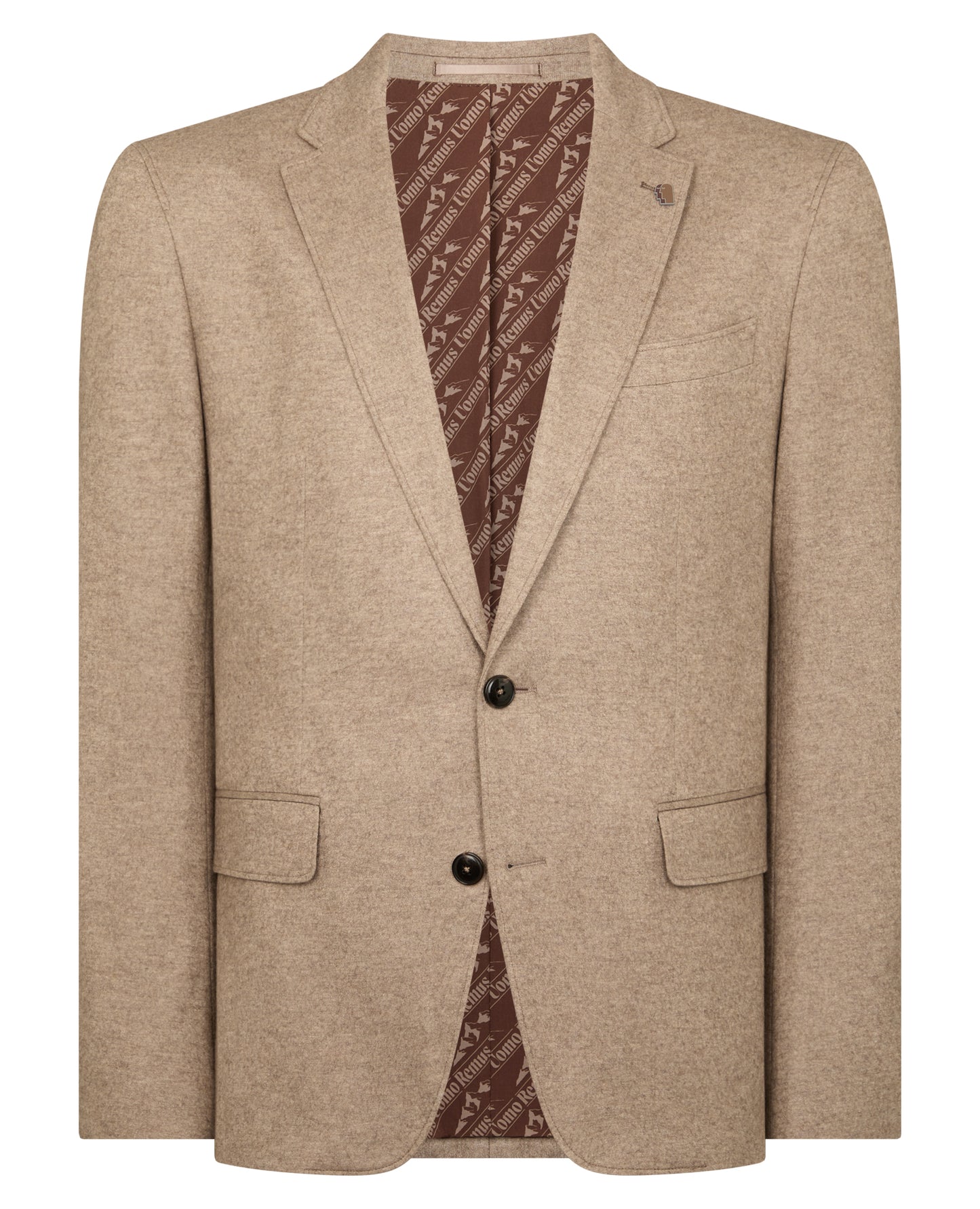 Man wearing a sand Slim Fit Wool Blend Jacket