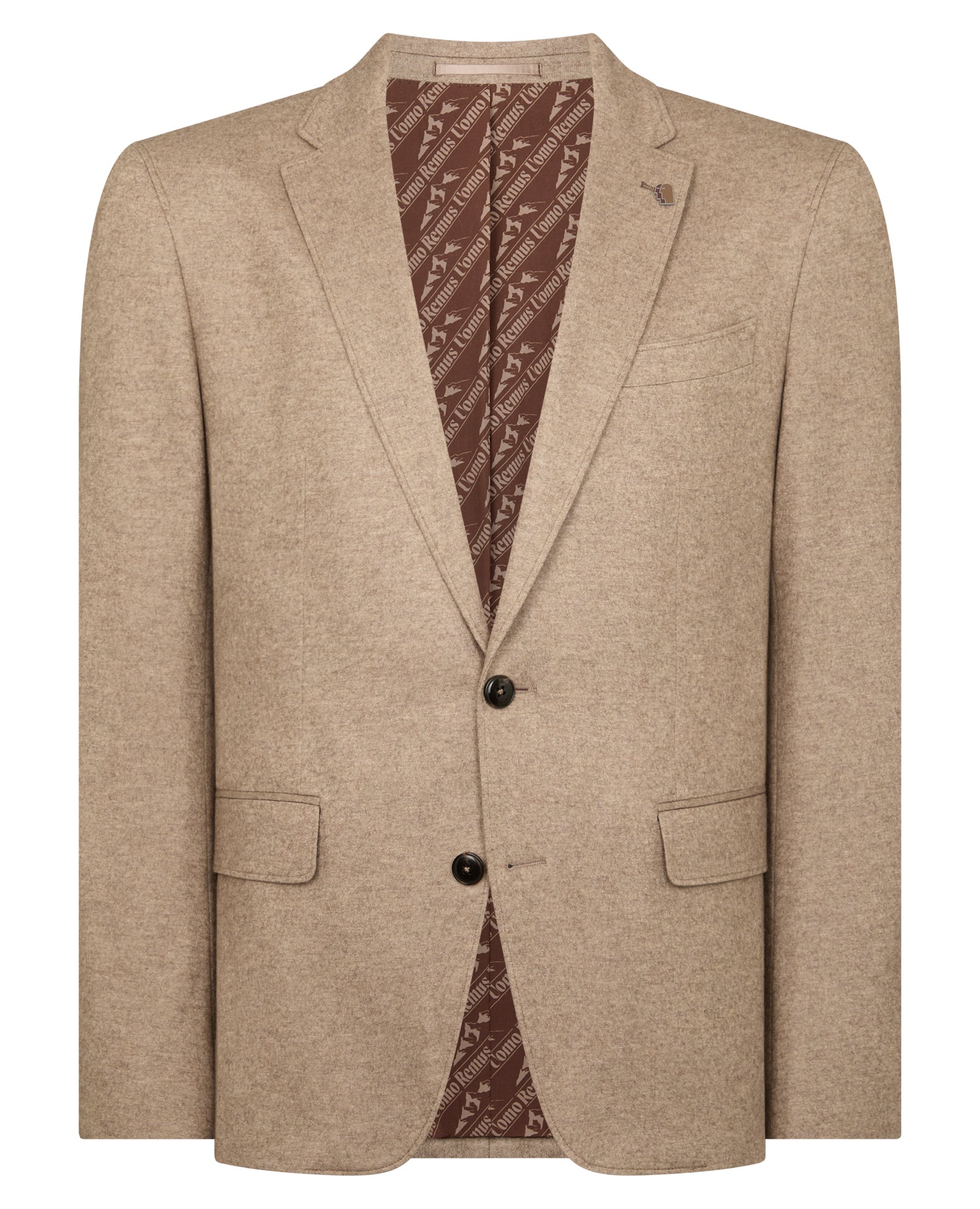 Man wearing a sand Slim Fit Wool Blend Jacket