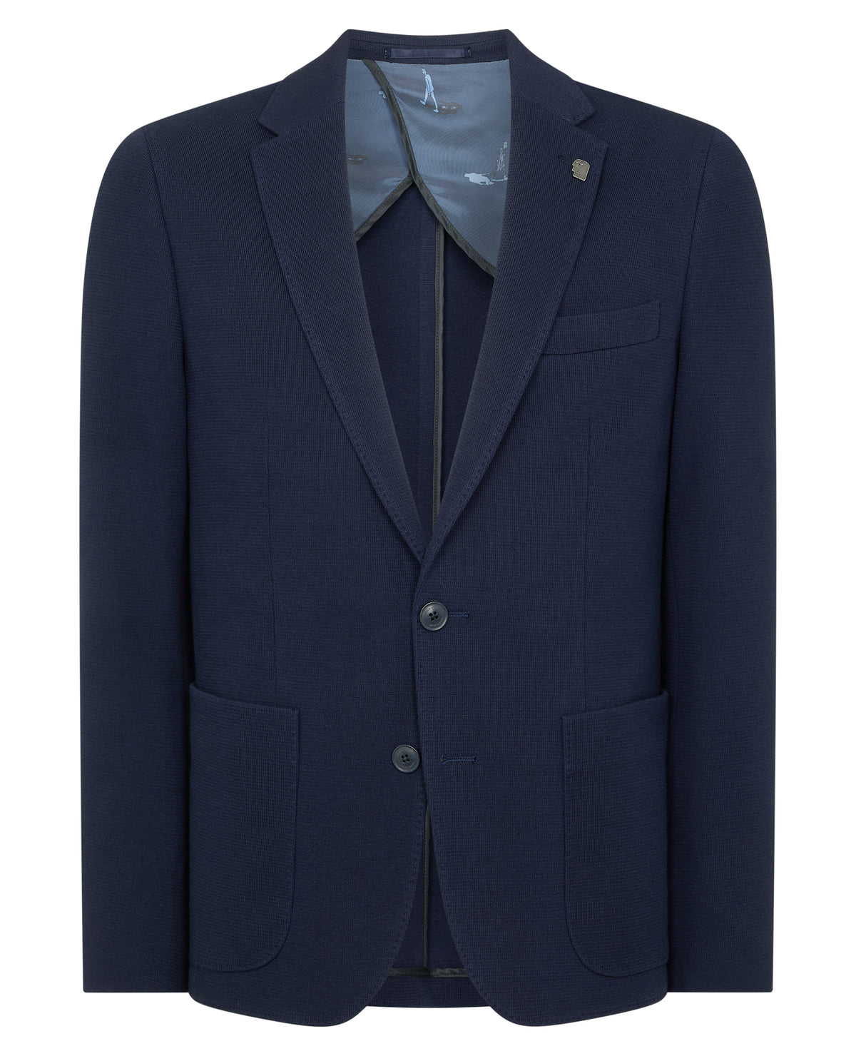 Man wearing a navy Slim Fit Cotton-Blend Antoni Jacket