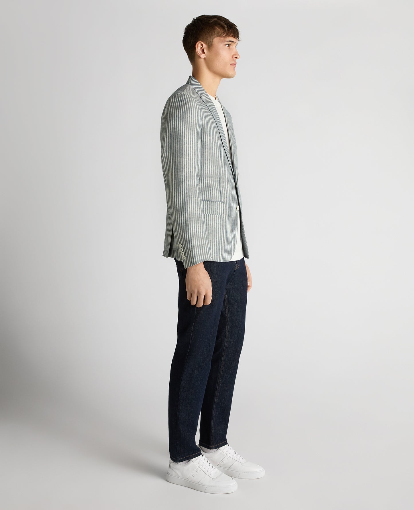 Slim Fit Linen-Blend Pinstripe Jacket