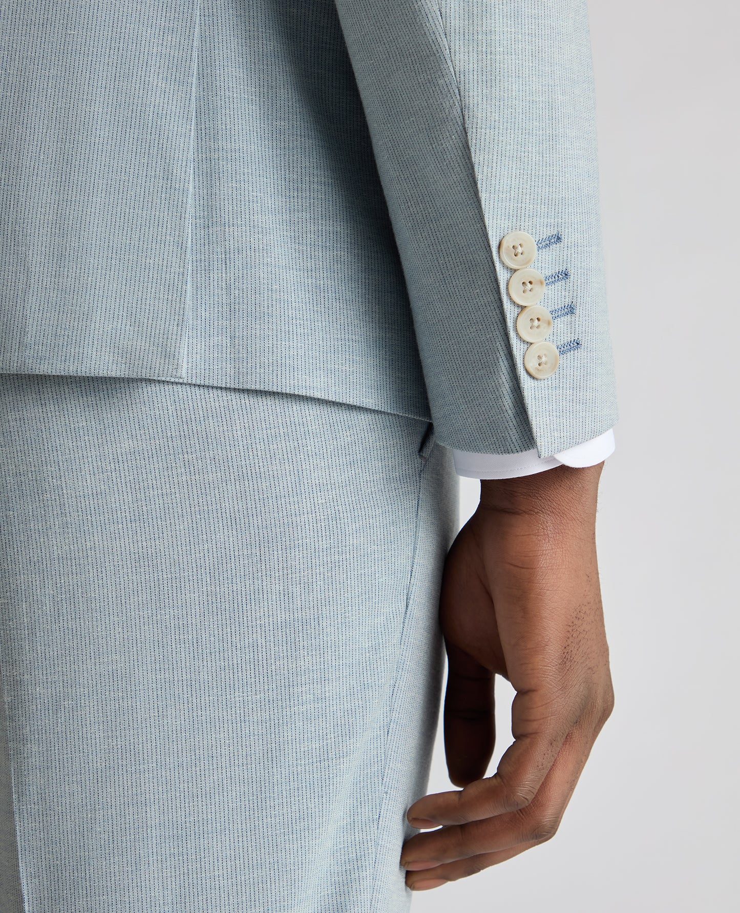 Slim Fit Linen-Blend Micro Pinstripe Suit Jacket