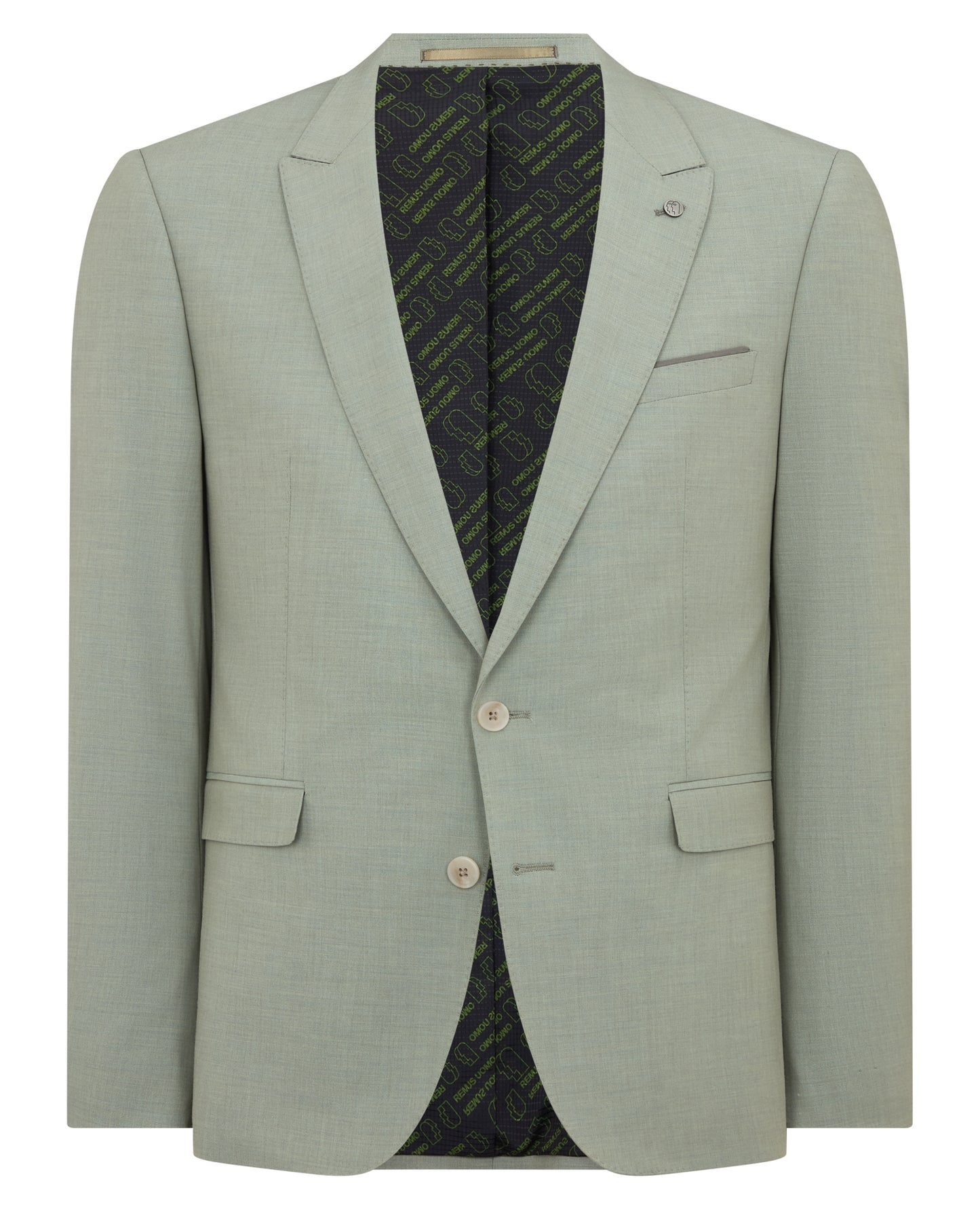 Man wearing a green Slim Fit Stretch Suit