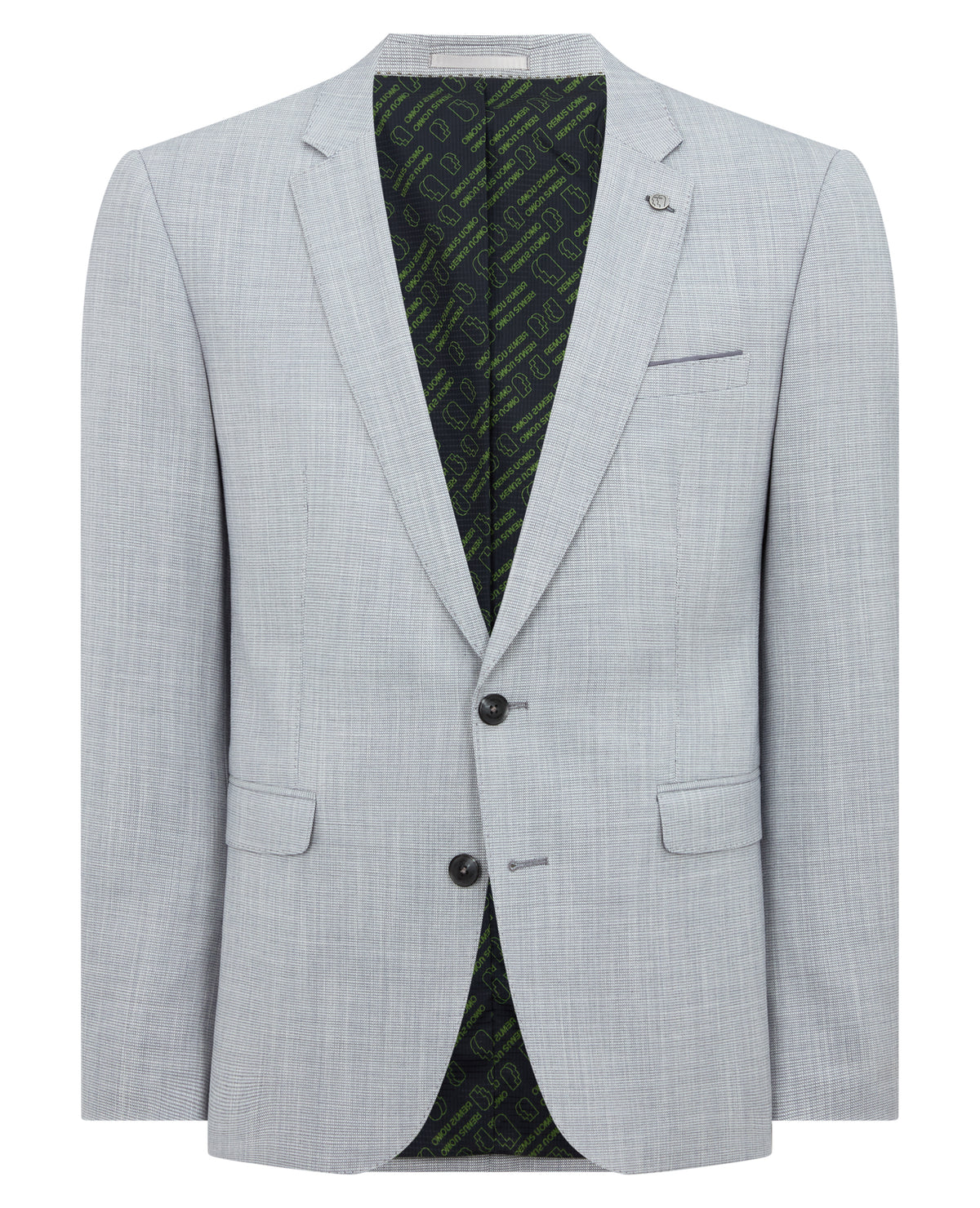 Man wearing a blue Slim Fit Micro Houndstooth Suit Jacket