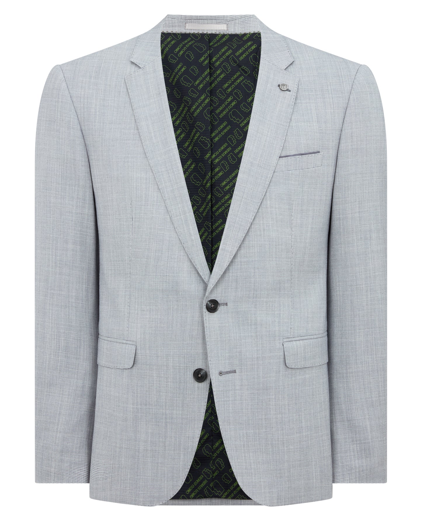 Man wearing a blue Slim Fit Micro Houndstooth Suit Jacket