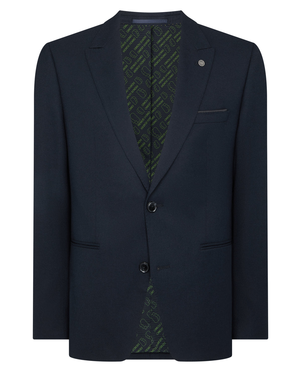 Man wearing a navy Slim Fit Stretch Jacket