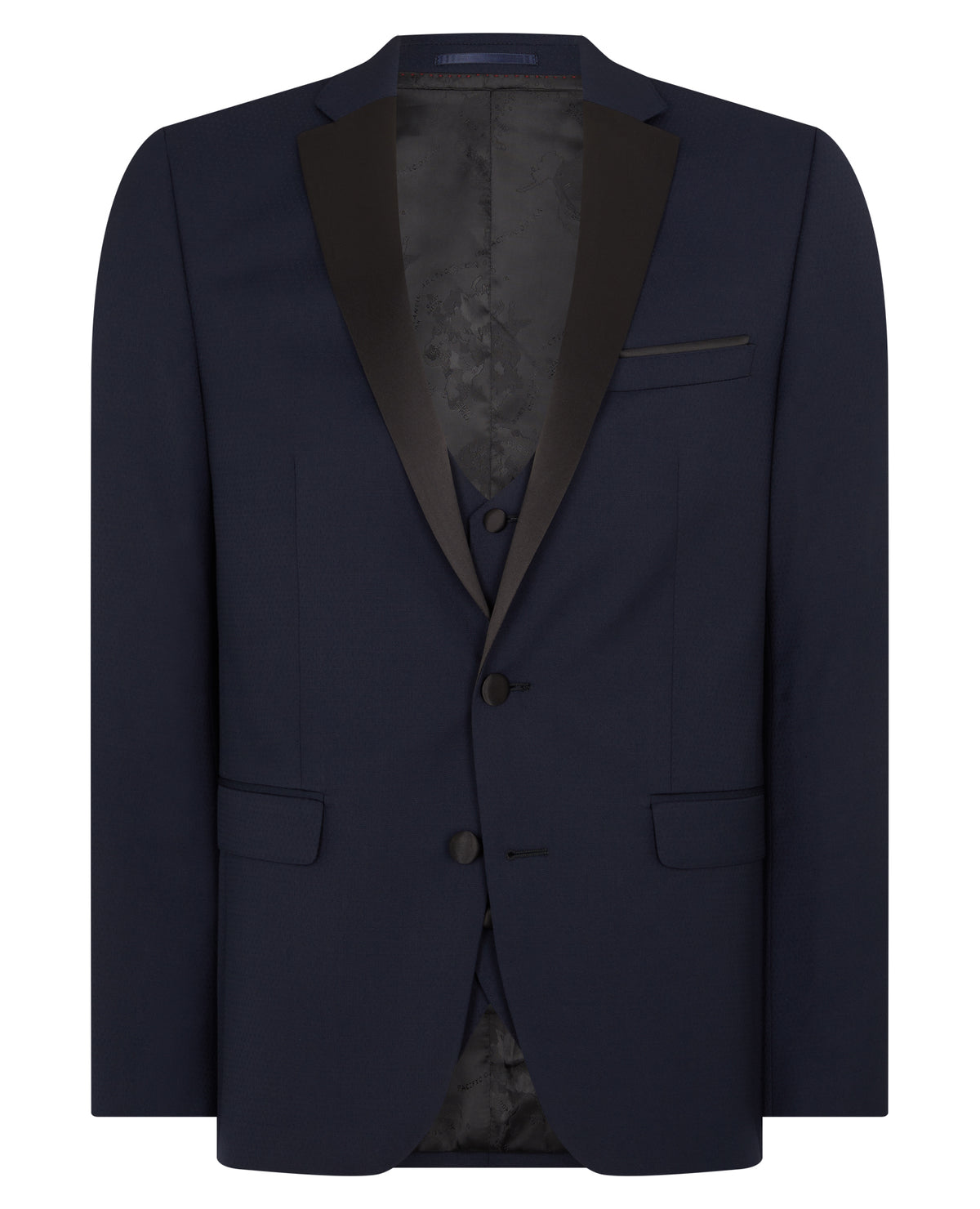 Man wearing a navy Slim Fit Wool-Rich Mix and Match Dinner Suit Jacket