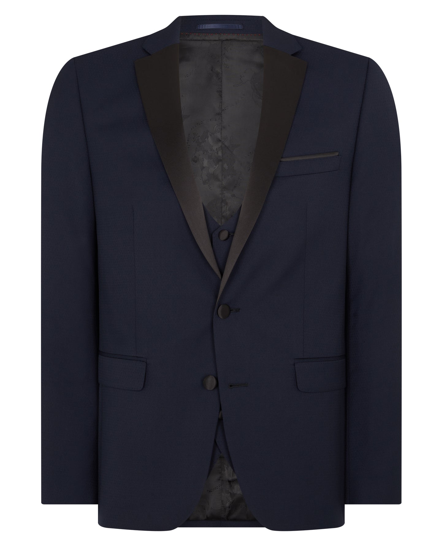 Man wearing a navy Slim Fit Wool-Rich Mix and Match Dinner Suit Jacket