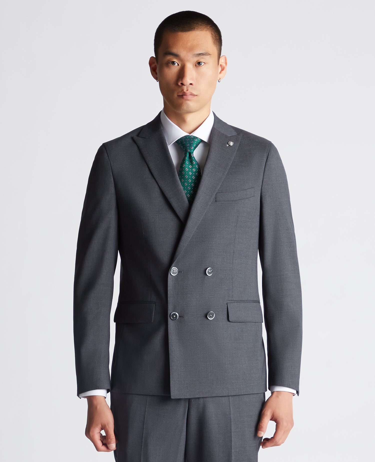 Man wearing a grey Slim Fit Wool-Rich Mix and Match Suit