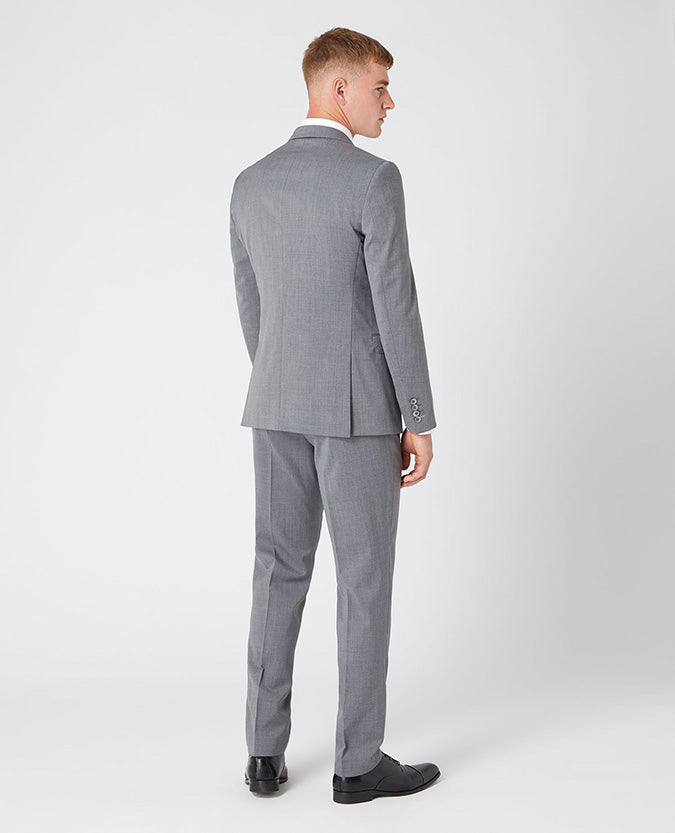 Man wearing a grey Slim Fit Wool-Blend Stretch Mix and Match Suit Jacket