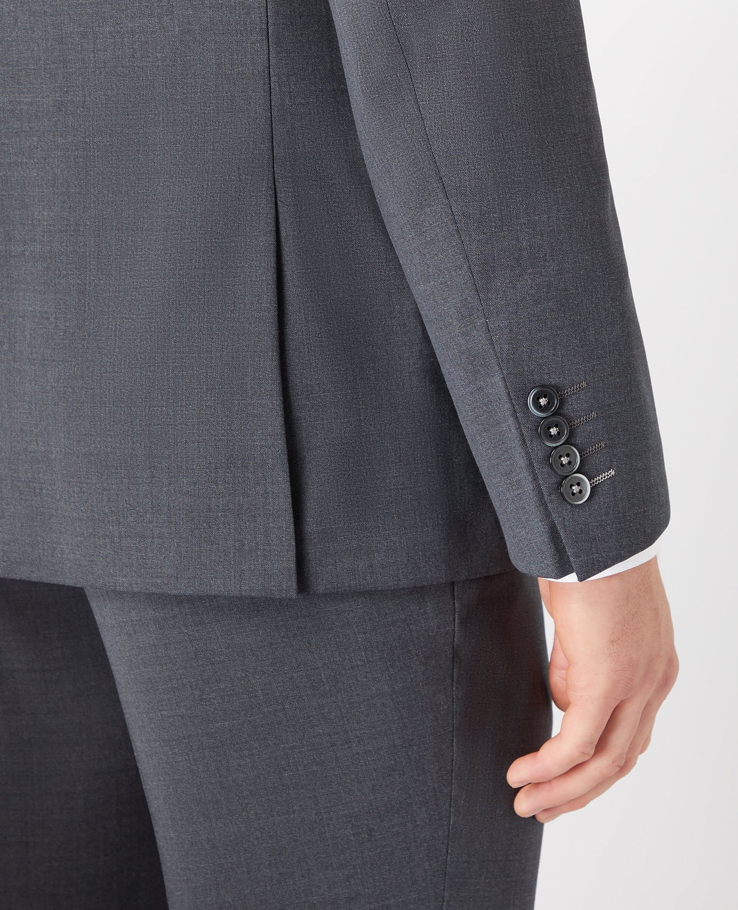 Man wearing a grey Tapered Fit Wool-Blend Mix and Match Suit