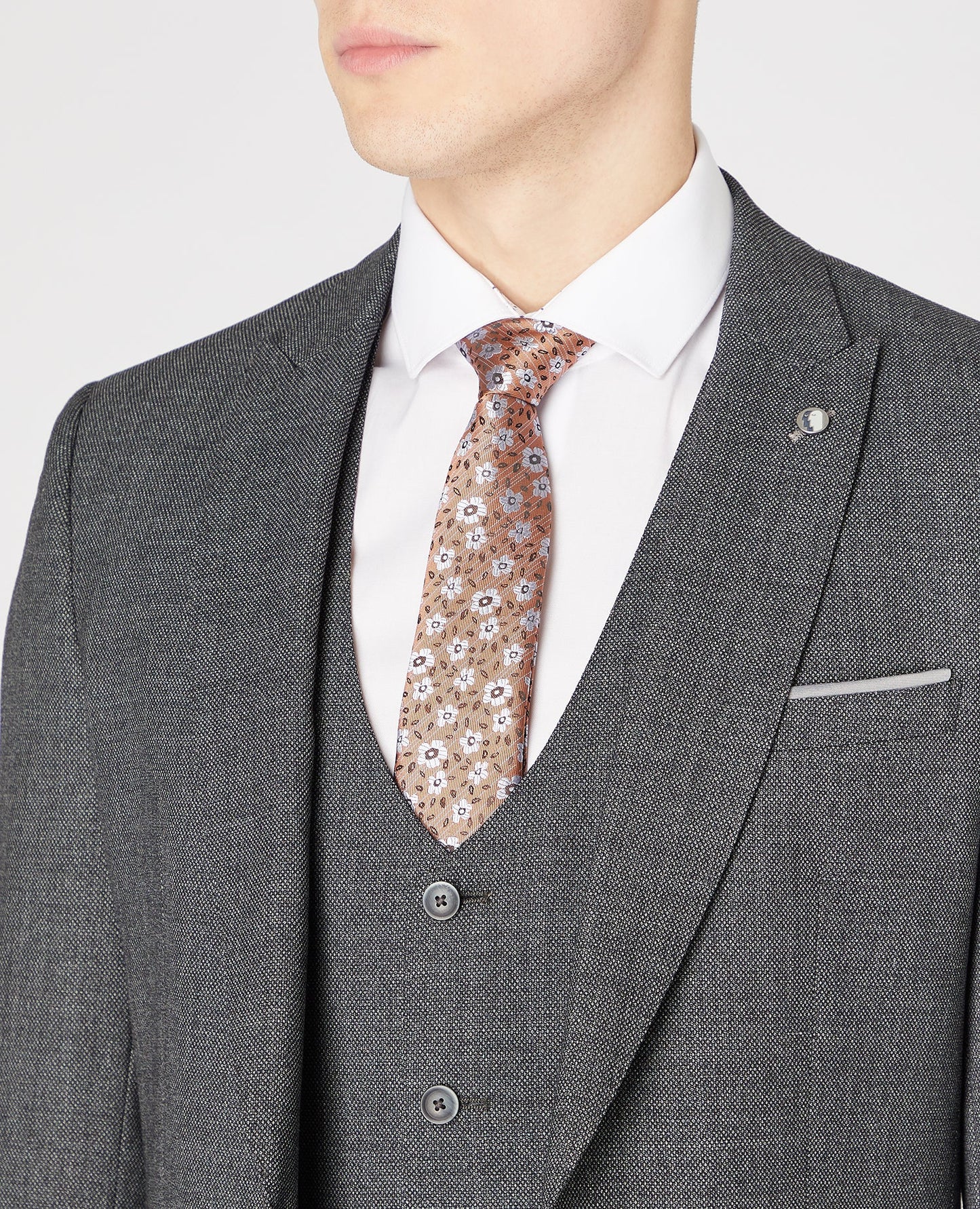 Man wearing a grey Slim Fit Wool-Rich Stretch Mix and Match Suit
