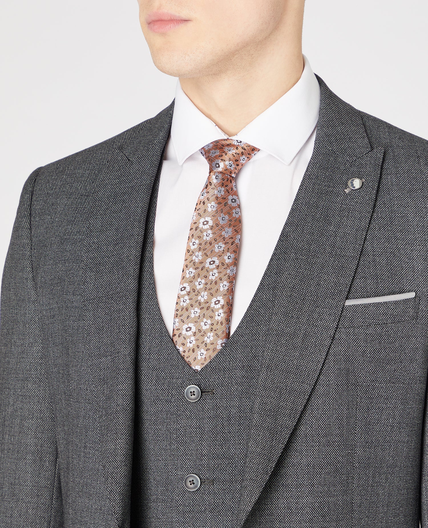Man wearing a grey Slim Fit Wool-Rich Stretch Mix and Match Suit