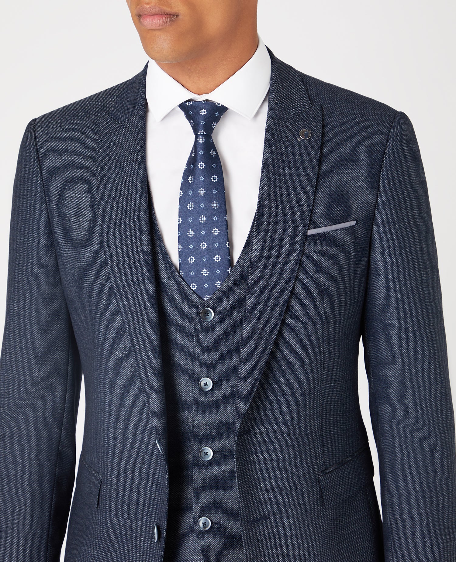 Man wearing a blue Slim Fit Wool-Rich Mix and Match Suit