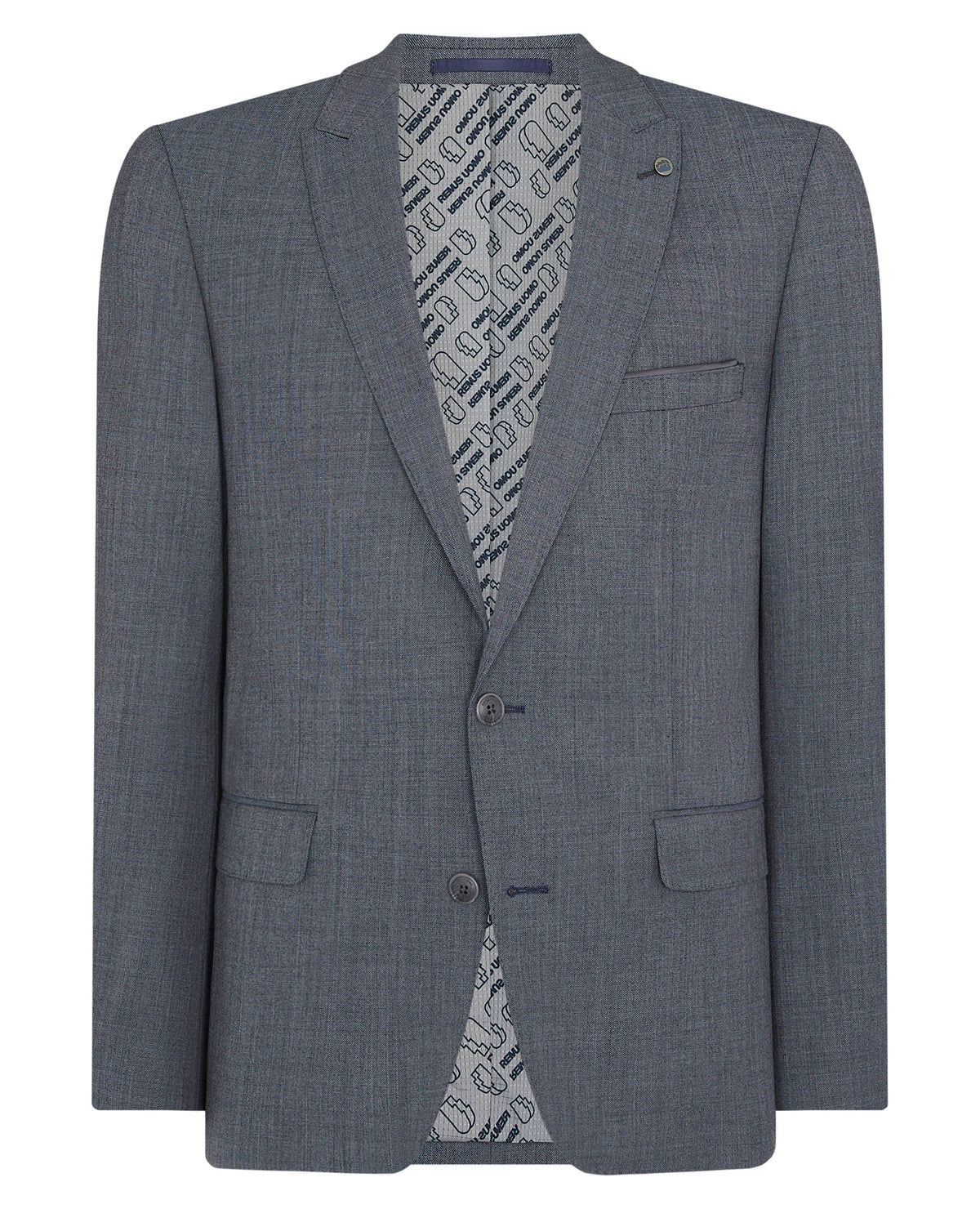 Man wearing a blue Tapered fit Wool Rich Mix and Match Suit