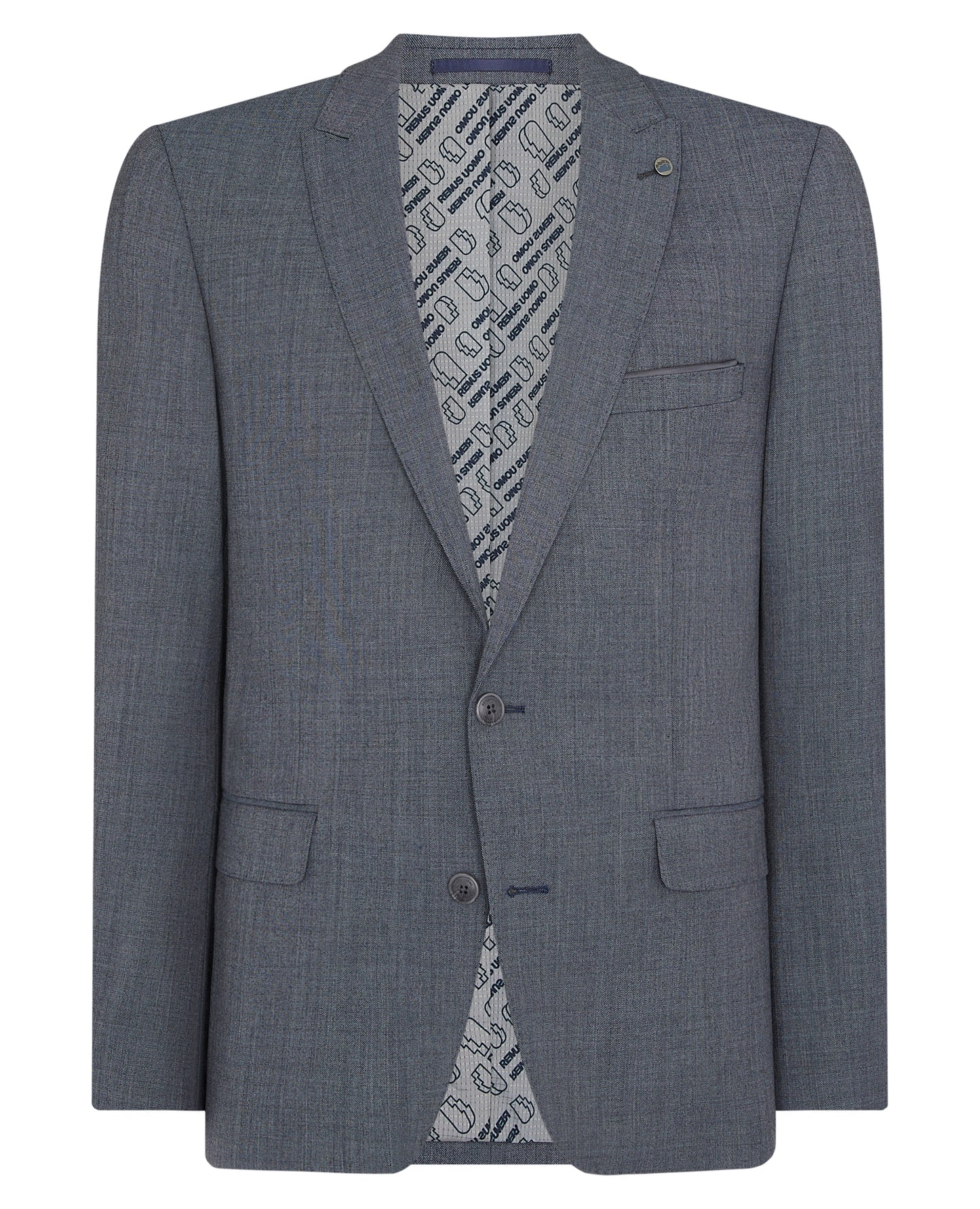 Man wearing a blue Tapered fit Wool Rich Mix and Match Suit