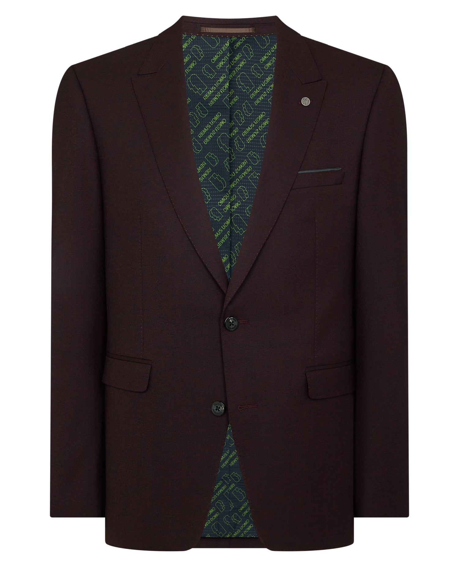 Man wearing a red Slim Fit Wool Blend Jacket