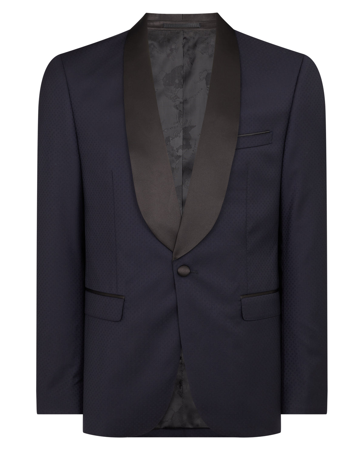 Man wearing a navy Slim Fit Wool-Rich Mix and Match Suit