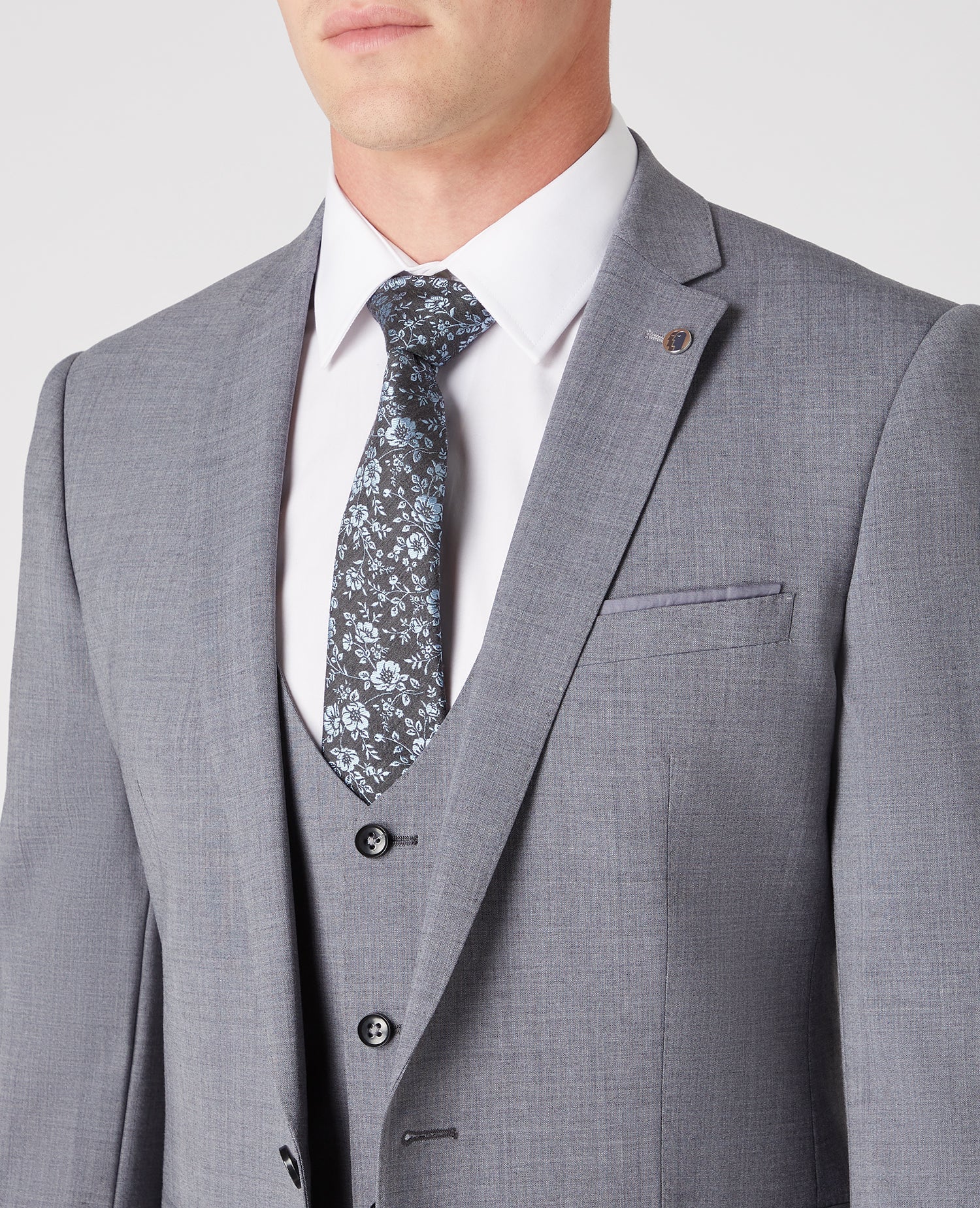 Man wearing a grey Slim Fit Wool-Rich Stretch Mix and Match Suit