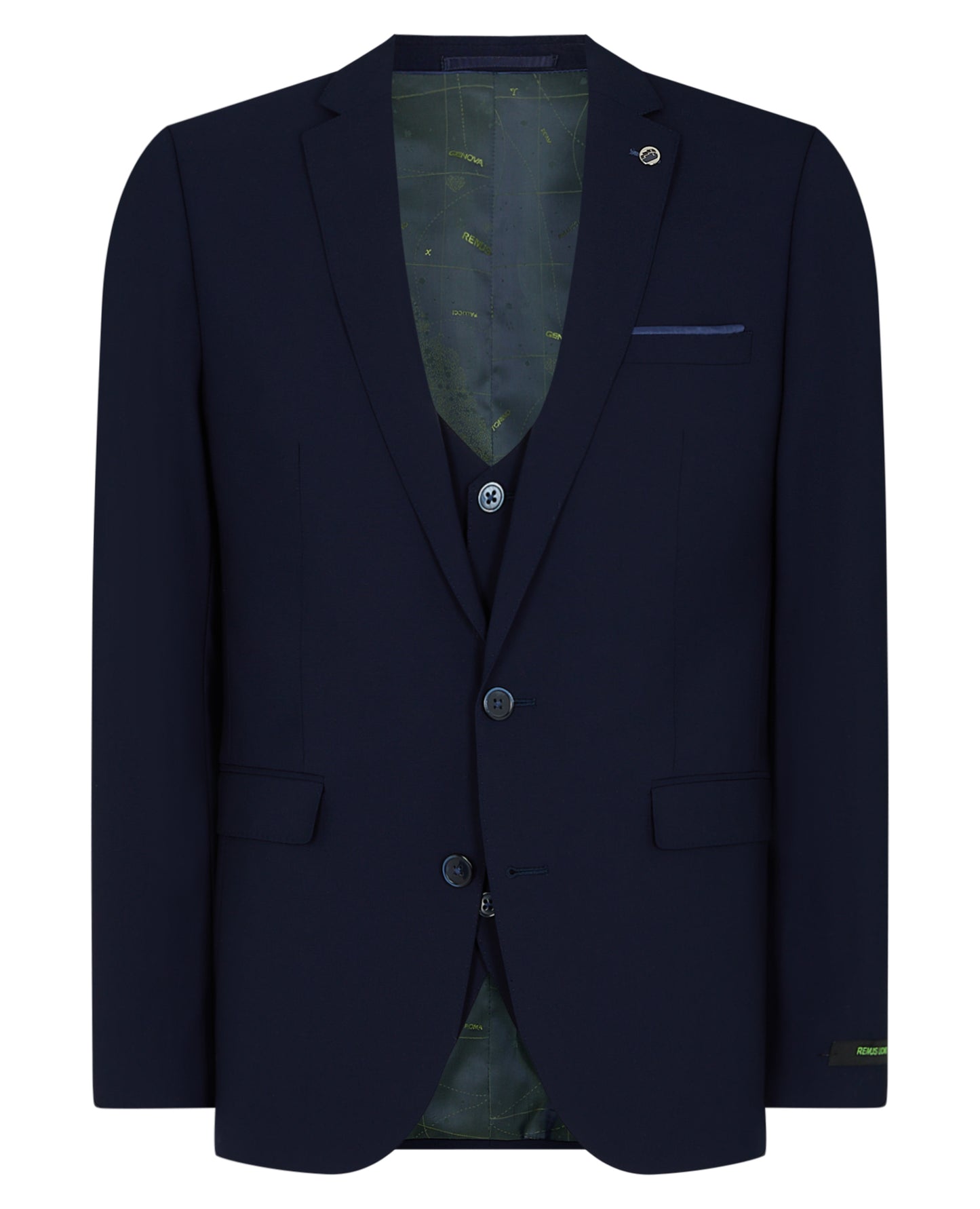 Man wearing a navy Slim Fit Wool-Rich Stretch Mix and Match Suit