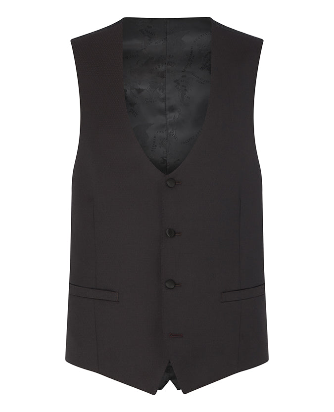 Man wearing a red Slim Fit Wool-Rich Mix and Match Waistcoat