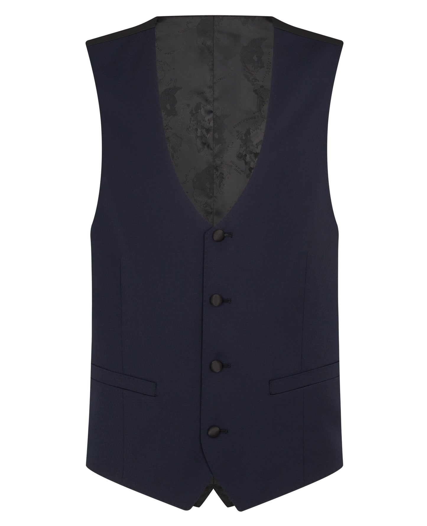 Man wearing a navy Slim Fit Wool-Rich Mix and Match Waistcoat
