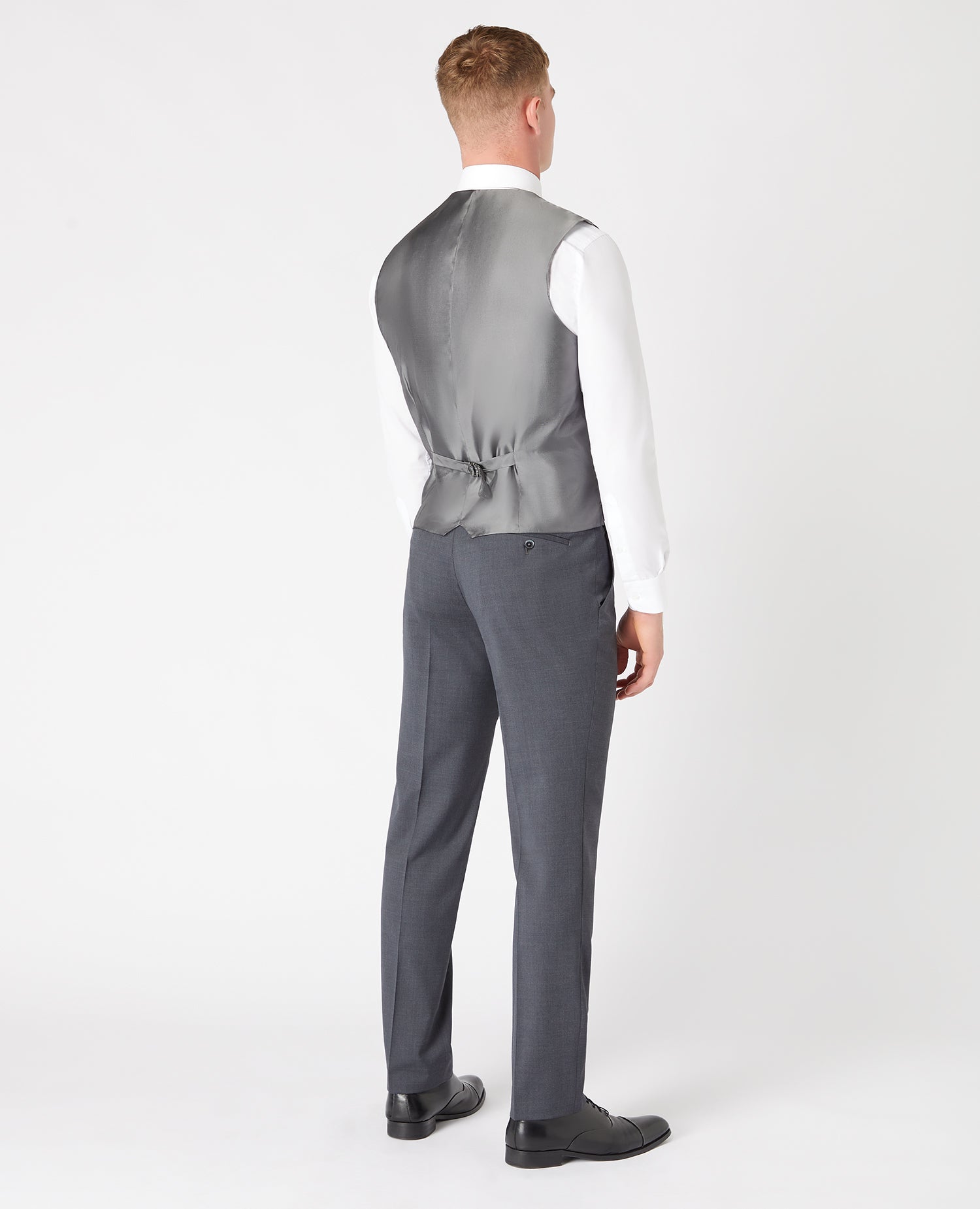 Man wearing a grey Tapered Fit Wool-Blend Stretch Mix and Match Waistcoat