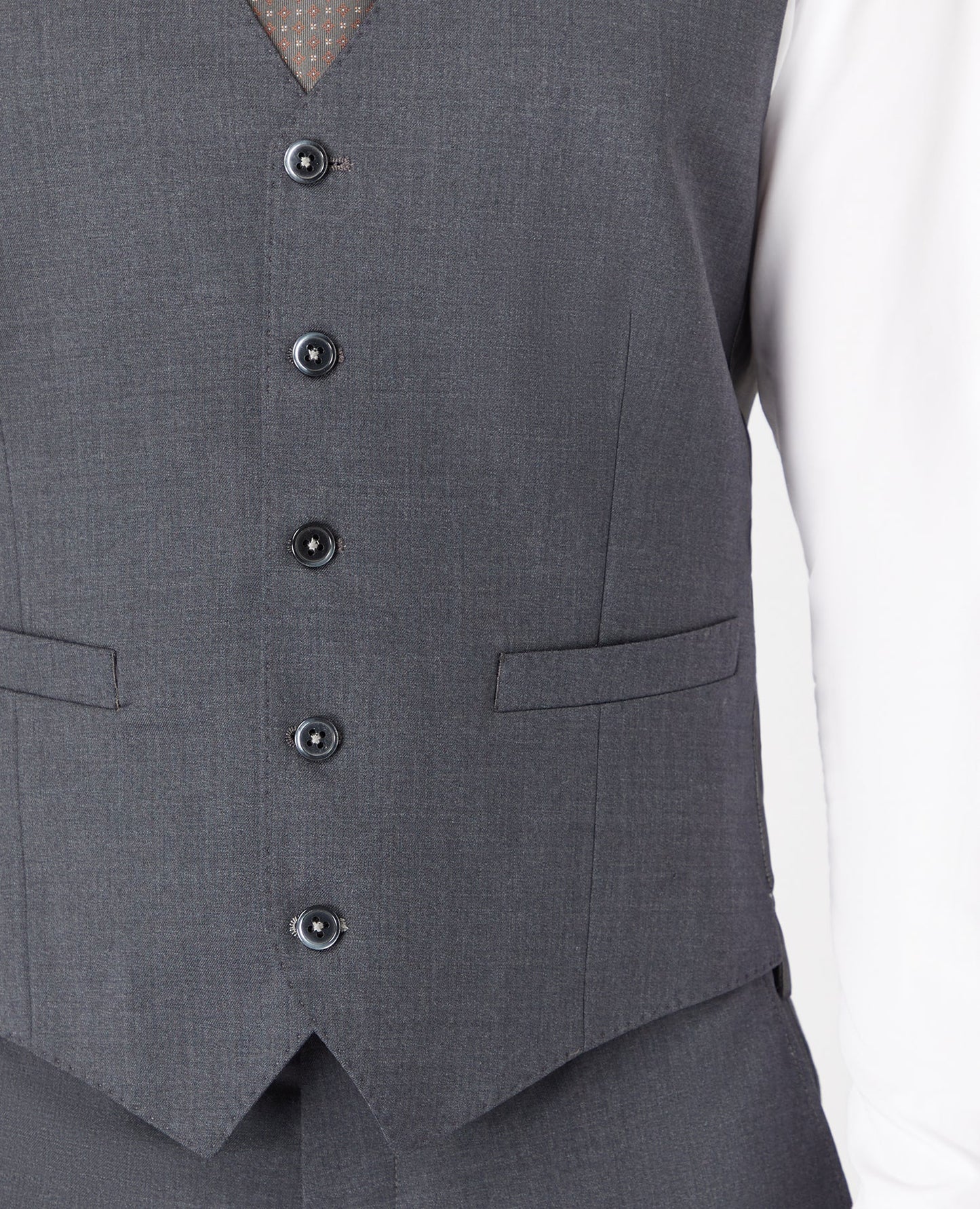 Man wearing a grey Tapered Fit Wool-Blend Stretch Mix and Match Waistcoat