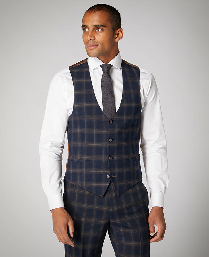 X-Slim Fit Checked Stretch Waistcoat